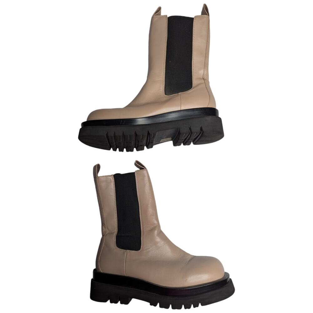 Jeffrey Campbell Beige and Black Moto Boots